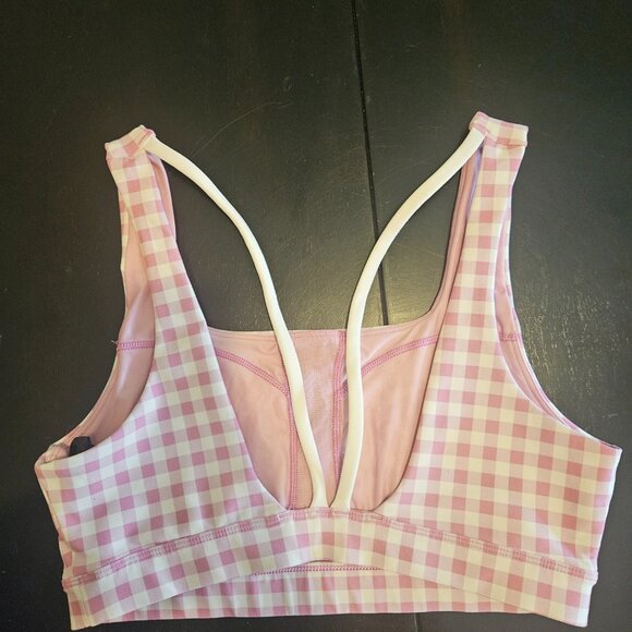 Peloton pink and white Gingham Bra in Medium - Picture 2 of 3